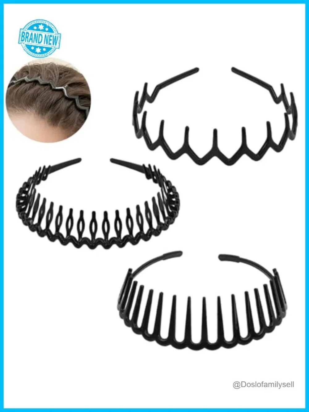 3 Pack Wavy Claw Headbands with Clips, Plastic Hair Hoop for Women